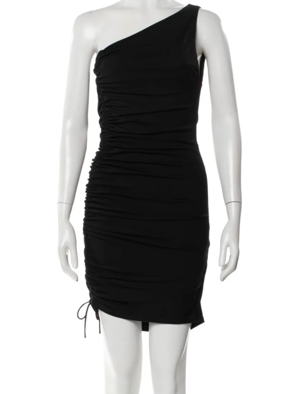 Alice + Olivia Black One-Shoulder Ruched Cocktail Dress